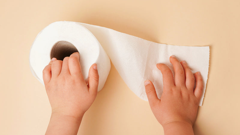 “mother using bamboo tissues for a child with sensitive skin”