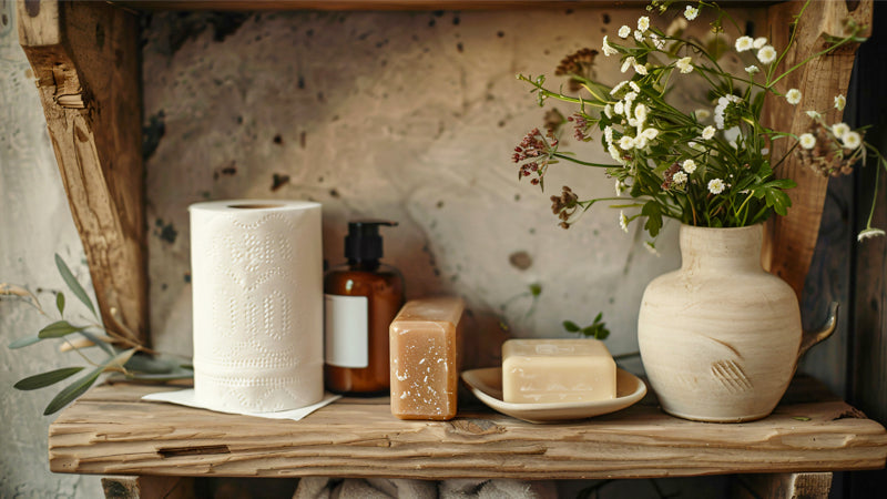 “plastic-free kitchen with bamboo tissues and sustainable food storage solutions”