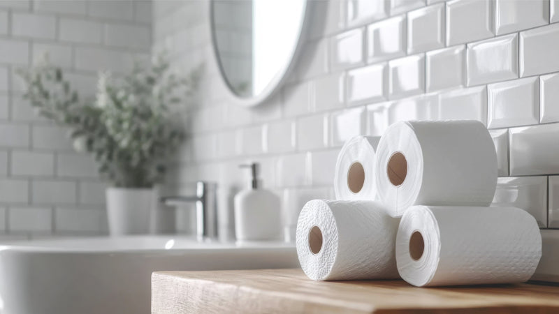 “zero waste bathroom essentials including bamboo tissues and bamboo toilet rolls”